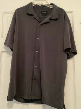 Porter & Ash Men's Charcoal Grey Modal Blend Short Sleeve Camp Collar Shirt
